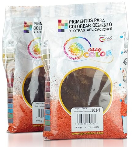 KITS dos bolsas de 800 g. Easy Color pigmento Negro 303. Pigmento para cemento, mortero y hormigón (Negro)