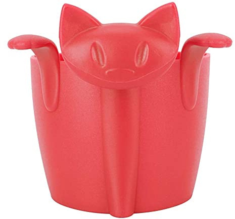 Praktische Nette Katze Form Silikon Tee Ei Gesundes Teesieb Filter Tee-Set Zubehör für Home Office MEHRWEG VERPAKUNG(rot)