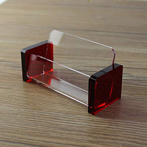 Soporte acrílico para tarjetas de visita de plástico, dispensador de escritorio, organizador de tarjetas, caja de tarjetas transparente para escritorio de oficina (paquete de 1, rojo)