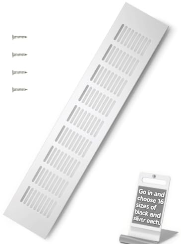 WJUAN Rejilla de Ventilación Plata Rejilla Ventilacion Mueble Cocina, Rejilla de Ventilación Rectangular de 400 mm para Ventilación de Armarios y Dormitorios