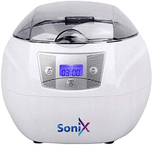 Sonix Ultrasonic Cleaner 0.75 L - LED Display - Power: 50 W - Multi-Way - Highly Efficient - for Glasses Watches Jewellery Tools Necklaces Tattoo - Easy to Use - Many Uses