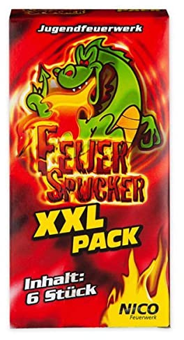 NICO Europe 36 Feuerspucker XXL 6 x 6Stück Vulkane, Jugendfeuerwerk, für Party, Silvester, Geburtstag von Aktivhandel