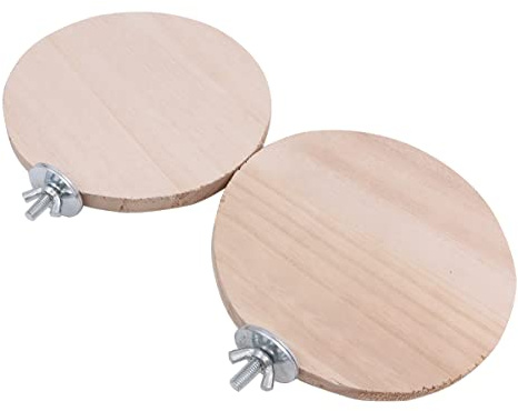 Shiwaki 2 Pack Bird Platform Perch Stand,Natural Wood springboard, Wooden Round Parrot Station Board Wood Platform Stand Rack Suit Cage Accessories Stand Exercise