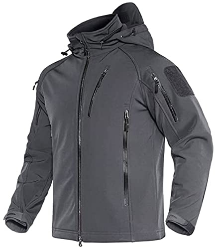 VBVARV Militärische Taktische Outdoor-Jacke Mit Wasserdichter Softshell-Kapuze Für Herren,B,XL
