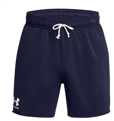 Under Armour Herren Rival Terry 6in Short, warme & weiche Sporthose, schweißabweisende & schnelltrocknende Laufshorts mit Zugkordel,Midnight Navy / / Onyx White,XL
