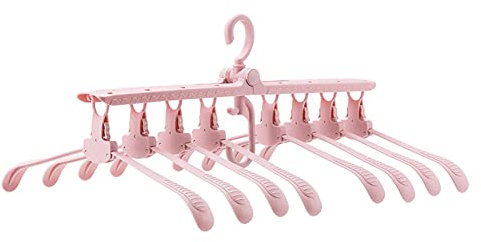 HERCHR Gruccia Salvaspazio, Gruccia Pieghevole Rosa per Riporre Vestiti, Gruccia Allargata Senza Traccia per L'organizzatore dell'Armadio(Rosa)