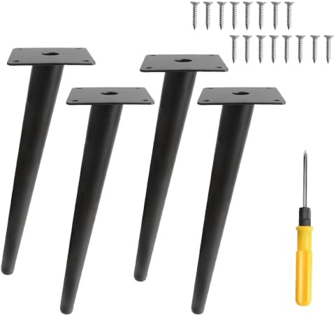 ANMOO 4Pcs 30cm Black Metal Furniture Legs,Oblique Table Legs | Cone Cabinet Legs Stainless Steel Table Legs No-Slip Silent for DIY Coffee Table, Sofa, Cabinet, Bed, Chair & Desk Home DIY