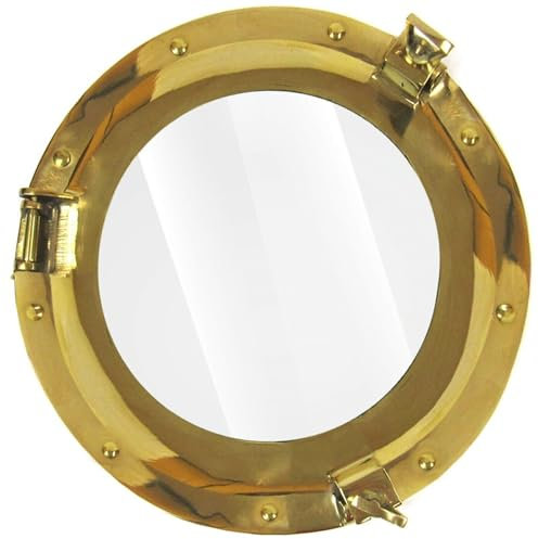 17 Antique Vintage Brass Porthole Window Mirror Boat Porthole Window Glass Nautical Marine Porthole Home Decor