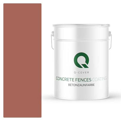 Q-COVER Betonzaunfarbe | 10L | Ziegelrot | Silikon Farbe | Außen | Betonfarbe | Hydrophobe Farbe | Acrylat Dispersion | Betonzäune | Betonelemente