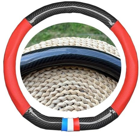 Lenkradabdeckung Auto Sport Lenkrad Abdeckung Kein Geruch PU Leder Carbon Faser Textur Für Geely Für Atlas Für Coolray Für Emgrand Für EC7 Für EC8 Auto Lenkradschoner (Farbe : Red D)