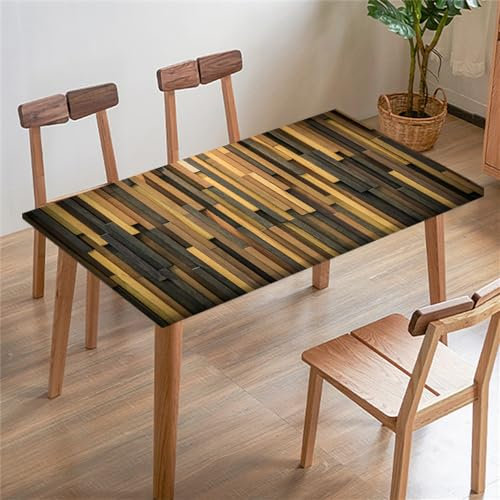 Morbuy Rechteckige Drucken Elastische Tischdecke, Rechteckig Tischdecke mit Gummizug Spanntischdecke Gartentischdecke für Outdoor Picknick Camping Partys (140x80cm,Farbige Holzbretter 8)