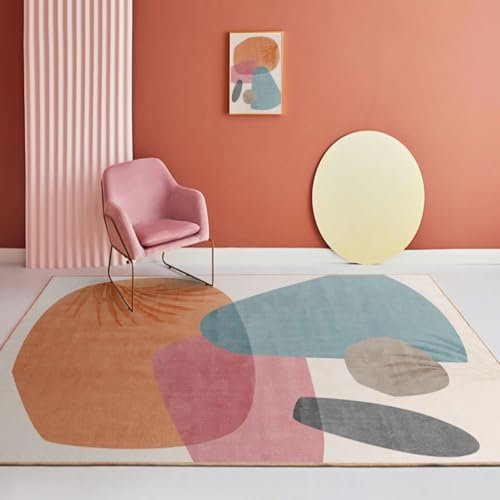 Ankleidezimmer deko Waschbarer, leicht zu reinigender Teppich Rosa Lila Creme Tinte Design,Flur Teppich vorleger,180x250cm