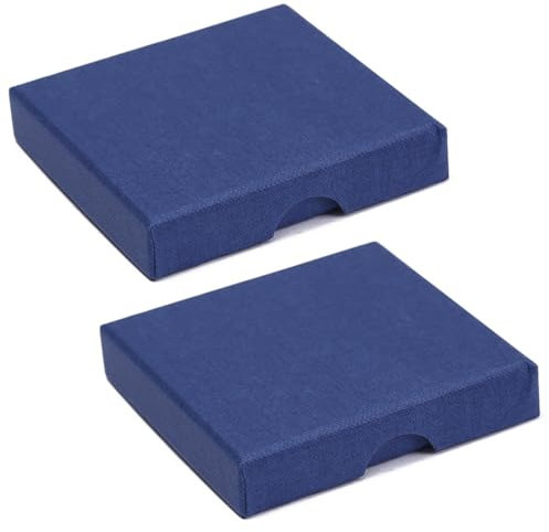 EIHI 2 PCS Scatole per Gioielli in Cartone,8x8x1.6CM Confezione Regalo Piccola Espositore per Imballaggio con Inserti in Gommapiuma per Orecchini Collane Bracciali Anelli Regalo Confezion(Blu Scuro)