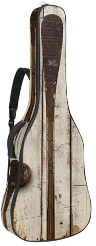 Bassgitarrentasche, 101,6 cm, 101,6 cm, doppelter verstellbarer Schultergurt, Akustikgitarre, Gigbag, Gitarrenkoffer, wasserdichtes Oxford-Gewebe, dicker Schwamm, Vintage-Hockeyschläger und Puck auf