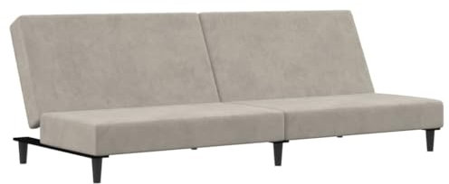HETFTJN Outdoor Sofa Schlafsofa Sofas Chaiselongue Sofa - Schlafsofa 2-Sitzer Hellgrau Samt für Relaxationsraum Jugendzimmer Schlafzimmer Sitzzimmer