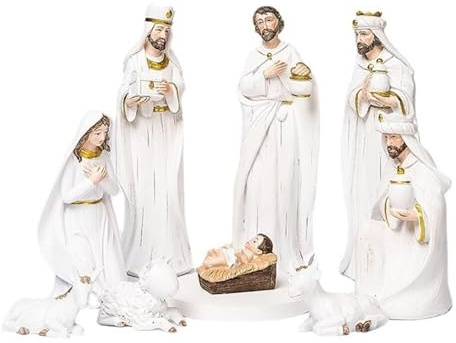WYLFYJP Christmas Nativity Manger Set Scene Christ Nativity Statue Nativity Scene Set Christmas Crib Statue Resin Little Jesus Manger Miniature Decoration
