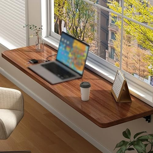 PQXQZ Table Suspendue Balcon Murale Table de Balcon Table Pliable Flottante en Bois Massif pour Bureau Chambre Buanderie Balcon Cuisine(60cm/24in)