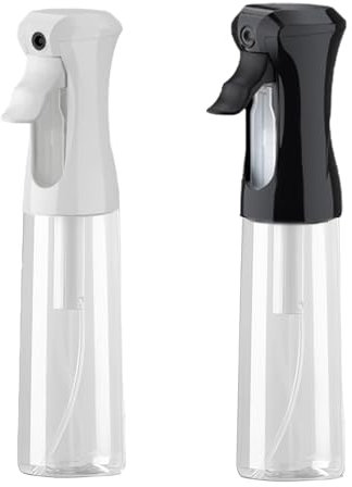 THINTON Lot de 2 vaporisateurs d'eau à brume fine continue pour cheveux bouclés, nettoyage de la maison, plantes, coiffeur (2 pièces, noir + blanc)