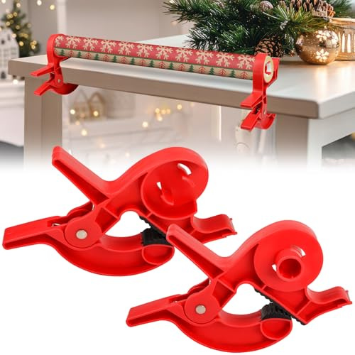 2 Pcs Wrapping Paper Cutter, Wrapping Paper Clamps with Tape Dispensers