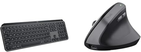 Logitech MX Keys S & Trust Yuno Wiederaufladbare Vertikale Maus, Kabellose