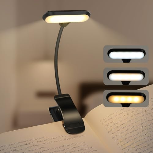 SUNBEBE 9 LED Book Light, Reading Light Book Lamp for Reading at Night，Flexible Reading Lamp with 3 Eye-Protecting Modes, Stepless Dimming, Long Battery Life, 4-Level Power Indicator, Ideal for Read