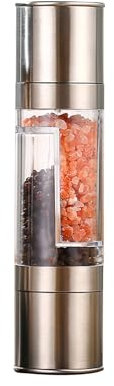 Macinasale e pepe in acciaio inox 2 in 1, con meccanismo in ceramica regolabile, set manuale per pepe e sale (senza contenuto)