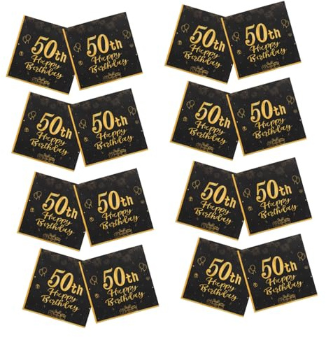 SAFIGLE 20stücke Papierservietten in Schwarz Und Gold Für Geburtstagsfeiern Bedruckt Mit Vintage-blumenmuster Einweg-dinnerservietten Für Partydekorationen