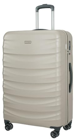 PUCCINI Polycarbonat Koffer Valencia Hartschalenkoffer Trolley Leicht Reisekoffer mit Zwillingsrollen M-L-XL (Champagnerfarben, XL)