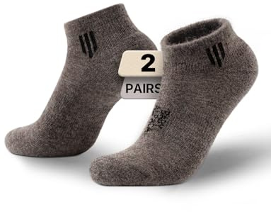 Juclise Alpaca Wool Ankle Socks, Midweight Cushioned Hiking Socks for Work & Outdoors, Moisture Wicking, Anti-Blister, Arch Support, Breathable, Merino Blend, Light Compression(L, Camel Grey)