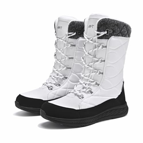 Merdoo Stivali Donna Invernali Impermeabili Scarpe da Neve con Fodera Calda Antiscivolo Winter Snow Boots Bianco 37