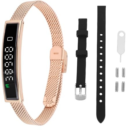 Yanmis Health Fitness Tracker, BT5.3 Smart Armband för Män Kvinnor, Vattentät, Samtalspåminnelse, Fotokontroll, Visualiserad Aktivitet och Fitness Tracker med App (GOLD)