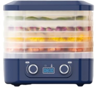 Uhidka 5 Layer Smart Electric Food Dryer 360° Hot Air Circulation Drying Intelligent Timing Function Fruit Vegetable Dehydrator Machine for Dry Beef Jerky Meat Fish Tea B UK Plug