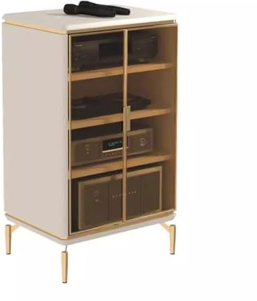 Lautsprecherständer Professioneller Audioschrank, KTV-Jukebox-Schrank, Jukebox-Verstärker-Rack, Verstärkerschrank, Audio-Rack, Geräteschrank, Audio-Video-Schrank(Weiß,60 * 55 * 95CM)