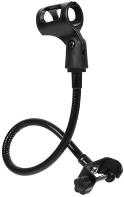 Adjustable Microphone Holder Clip-on Bracket for Home and Radio Use | Iron with Spray Paint Finish, Black Colour, Wide Microphone Compatibility, Hands-free Design, Adjustable Structure