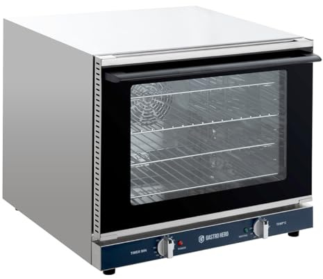 GastroHero Heißluftofen ECO 4x GN 2/3 – kompakter Umluft-Ofen mit Dauerheizfunktion aus Edelstahl – Profi Tischgerät für Gastronomie, Bäckerei & Catering