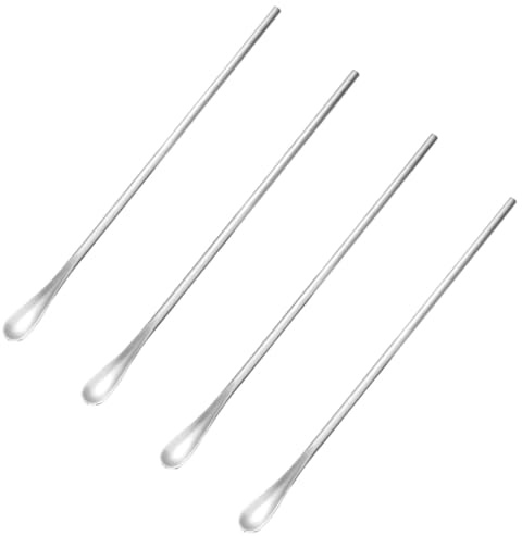 INOOMP Lot de 4 Cuillères à Café à Long Manche en Inox 304, Cuillères à Mélanger pour Miel et Boissons, Surface Lisse Facile à Nettoyer, Adaptées pour Café et Sirop