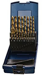 Promat Spiralbohrer-Set HSS-TiN DIN 338 Typ N, Ø 1–10 x 0,5 mm, 19-teilig