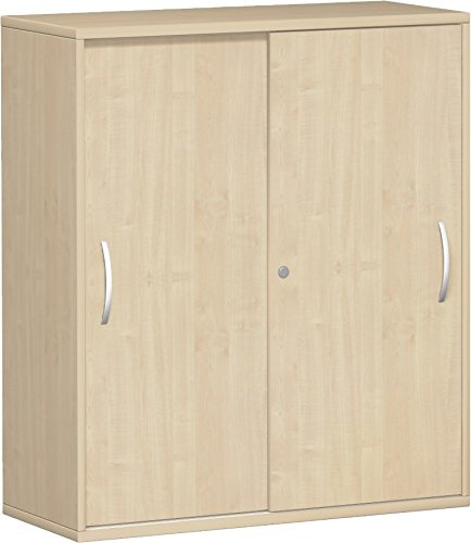 Geramöbel Schiebetürenschrank mit Mittelseite, 4 Dekor-Einlegeböden, abschließbar, 1000x425x1152, Ahorn/Ahorn