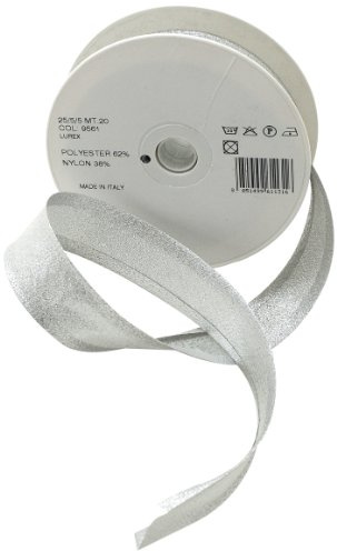 Inastri 25/5/ 5 mm Lurex Bias Binding, Silver 9561