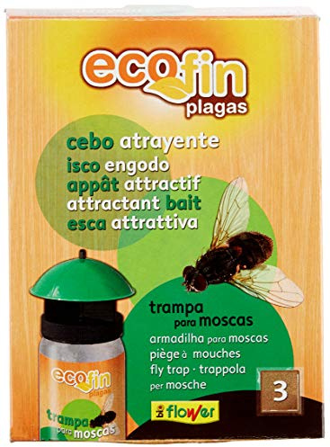 Flower - Recambio Cebo Atrayente para Moscas | Pack de 3 Sobres | Uso en Trampa para Moscas | Fácil de Usar, No Aplica Color, Tamaño 10.3x3.7x14.5 cm, Material Atrayente