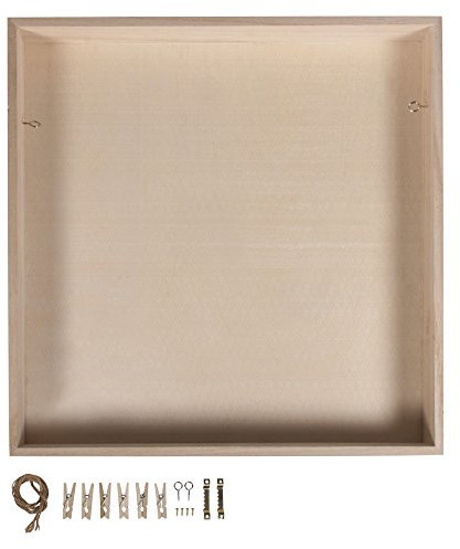 Rayher 62818000 Holz-Rahmen m. Rückwand, FSC Mix Credit, 32x32x5cm, Kordel,Aufh,Klammern