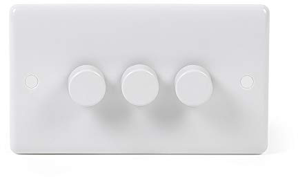 Lieber Silk White 3 Gang 2 Way Trailing Edge LED Dimmer Switch 250W - Curved Edge | Soft Start Technology