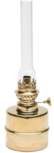 Brass Oil Lamp - 13” Extra-Bright Hurricane Lamp with Antique-Style Brass Body and Glass Chimney - Decorative Kerosene Lantern with Adjustable Wick - Oil Lamps for Indoor Use by Kings County Tools
