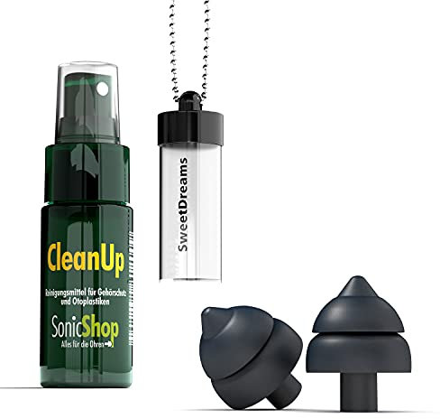 SweetDreams Ohrstöpsel zum Schlafen, extraweich – gegen Schnarchen – Hörschutz - wiederverwendbarer Schlafschutz für nachts – Ohrschutzstöpsel - Set inklusive Reinigungsspray & Case