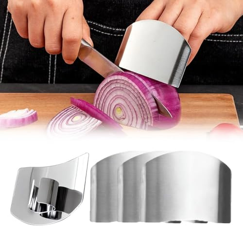 Finger Guards for Cutting, 4 Pcs Stainless Steel Finger Protector for Cutting Food, Knife Guard, Chopping Protector for Dicing and Slicing in Kitchens