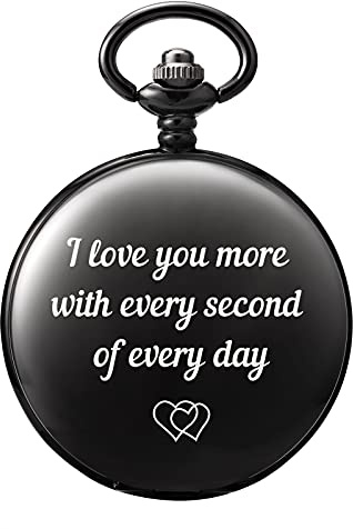 TREEWETO Pocket Watch to Husband Wife Boyfriend Girlfriend Birthday Personalized Engraving Gifts for Men Women Valentine's Day Christmas