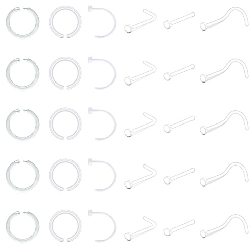 D.Bella 16G 18G Clear Piercing Retainers Flexible Cartilage Helix Daith Rook Tragus Earring Retainer Bioflex Plastic Nose Septum Lip Eyebrow Rings Piercing Retainer