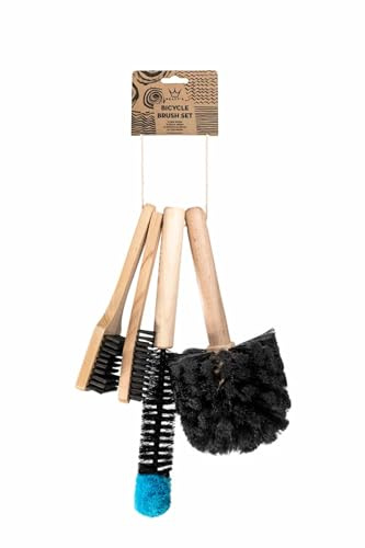 Peaty's Complete Bike Brush Set - Durable Beech Wood Bike Cleaning Brushes, Includes Drivetrain, Tyre, Detailing & All-Over Cleaning Brush, Bicycle Cleaner Kit for MTB, Road and Gravel Bicycles