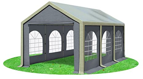 Stabilezelte Partyzelt 3x6m Modular Professional PVC 500 g/m² mit Fenster BRAUN GRAU