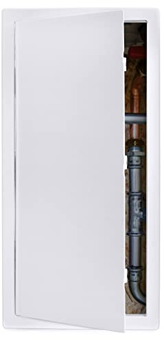 PNKKODW Plumbing Access Panel for Drywall 14 x 29 Inch Plastic Access Door Removable Wall Access Panel Ceiling Reinforced Hinged Durable White